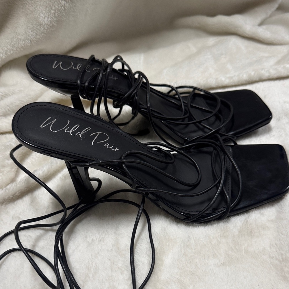 Wild Pair Black Strappy Heels